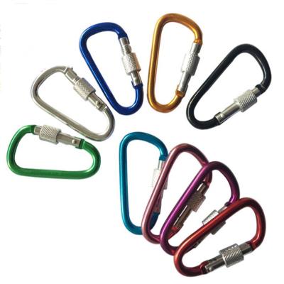 China HXY 66*34*5.8MM Portable Custom No MOQ Big Running Screw Carabiner Spring Aluminum Carabiner Hook For Outdoor Camping Hiking for sale