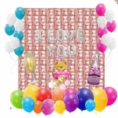 China Beautiful New Product Foil Balloon Film Background Wall Double Tier Colorful Aluminum Square Rain Curtain Aluminum Foil Balloon Party Decoration Silk Sta for sale