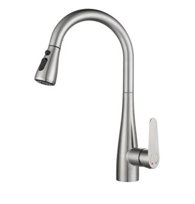 China Factory Wholesale 304 Stainless Sense Faucets Pull Out Kitchen Faucet Single Handle Spring Sink Kitchen Taps Brushed Pull Down Kitchen Faucet for sale