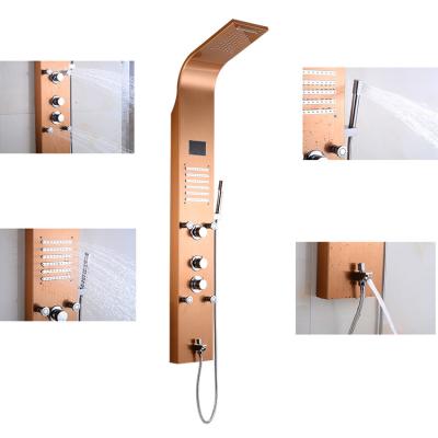 China Without Sliding Bar Shower Panel Luxury Bathroom Shower Mixer Set Wall Mounted Massage Shower Panel for sale