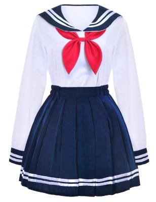 China RX School Japanese School Uniform Cute Soft Skirt And Top Set 2 Pieces Long Sleeve School Uniforms for sale