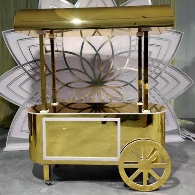 China Durable / Beautiful Amina Craft Gold Acrylic Wedding Flower Cart Candy Cart For Wedding Party for sale