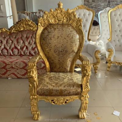 China Amina Craft Solid Wood Banquet Party Hotel Throne Luxury Baroque Royal Wedding Sofa for sale