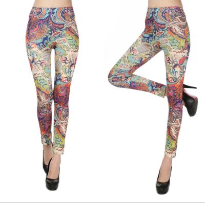 China Wholesale Breathable Super Soft Yoga Pants Spandex Blend Polyester High Waist Brushed Floral Printed Plus Size Gaiters for sale