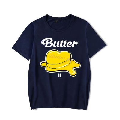 China The latest kpop anti-shrink custom butter ground music korea cotton women logo designs suga t-shirt for girls o neck tee for sale