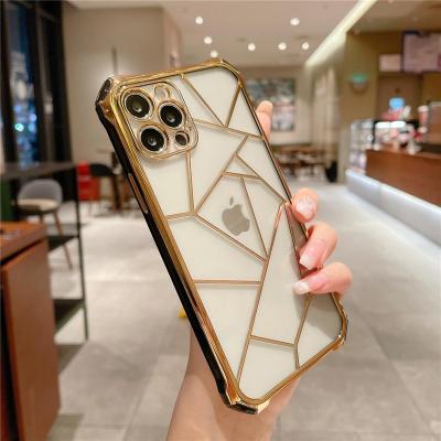 China Cute Shockproof Women's Cases Silicone Plated Marble For iPhone 13 12 11 Pro 7 8 Max Plus 12Mini X XS XR for sale