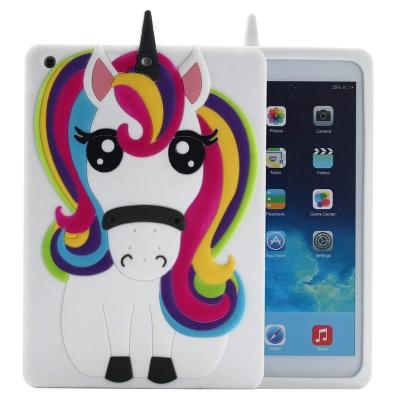 China Cute Cool Soft Silicone Rubber Gel Case Cover Perfect Protection 3D Unicorn Horse Cartoon Animal Rainbow New For iPad air2 pro 9.7 mini 1 2 3 4 for sale