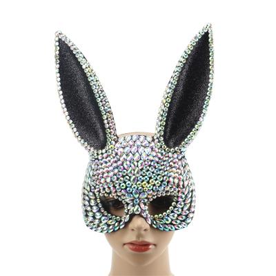 China Party Styles New Design Crystal Rhinestone Bunny Women Masquerade Mask for sale