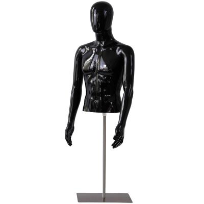 China Wholesale Black Adjustable Half Torso Cool Body Male Upper-body Mannequin Other Mannequin Torso With Metal Stand for sale