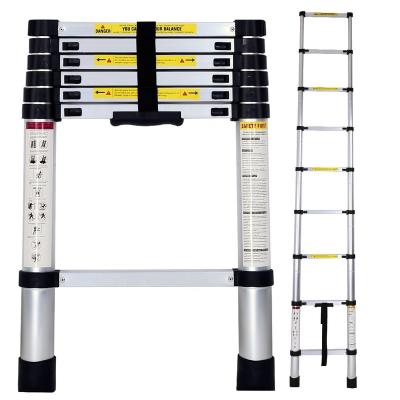 China Durable EN131 Telescopic Ladders Certificate 2M Length Telescopic Ladder Capacity 550LBS Aluminum Universal Folding Extension Ladder for sale