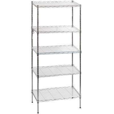 China Double Sided Cheap Goods Easy Assemble Adjustable Chrome Wire Shelf 5 Tier Kitchen Storage Shelf Wire Shelving for sale