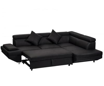 China Commercial Wholesale PU Leather Sofa Cum Bed R Type Extendable Sectional Sofa With 4 Vibration Massage Sofa for sale