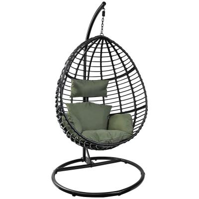 China Large Size Durable Max Capacity Patio Rattan Hanging Egg Chair Wholesale Modern Outdoor Wicker Swing Chair for sale