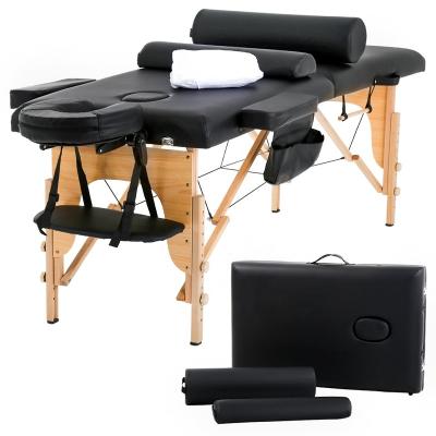 China Wholesale Modern PU Leather Massage Bed Portable Salon Two Times Massage Table With Carry Bag for sale