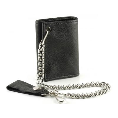 China Anti Theft Anti Theft Lost Mens Chain Custom Wallet RFID Blocking Genuine Leather Triple Chain Biker Wallet For Men for sale