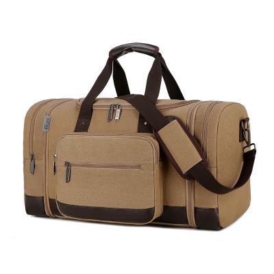 China Eco-Friendly Stocked In USA Warehouse Vintage Wholesale Luggage Weekend Bags Extra Large Canvas Traveling Leather Duffel Bag Men for sale