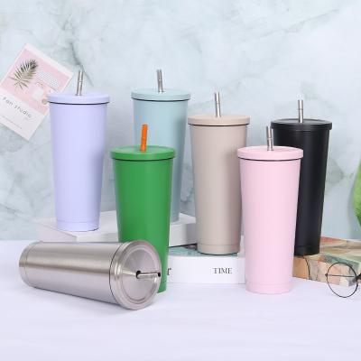 China PORTABLE 750ml reusable coffee insulation cup stainless steel heat insulation office insulation keep cold coffee cup with lid straw cup for sale