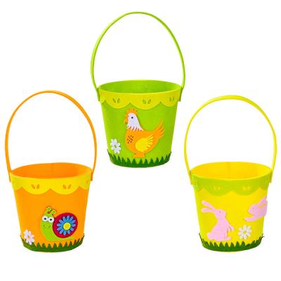 China 2022 Eco-friendly Easter Decorations Home Spring New Arrival Nonwoven Easter Bag Felt Easter Bucket Basket Wholesale Cheap for sale