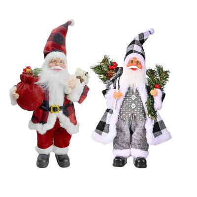 China High Quality Santa Claus Figurine With Red Cloth Christmas Decoration 40cm Resin Pine Standing Rack For Table Ornaments Home Decor for sale