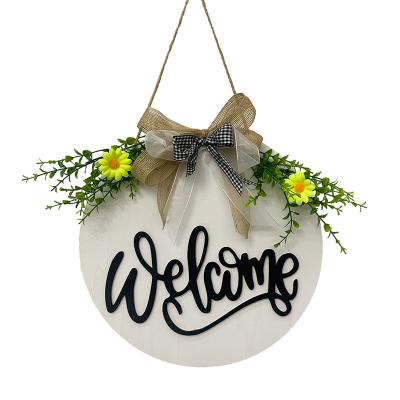 China Europe Log Sign Hanging Welcome Sign for Front Door Farmhouse Porch Decoration for sale