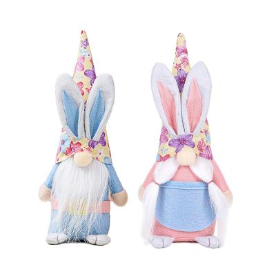 China Handmade Easter Bunny Gnome Topper Ornament Stuffed Toys High Quality Fabric Spring Plush Table For Easter Home Decoration for sale