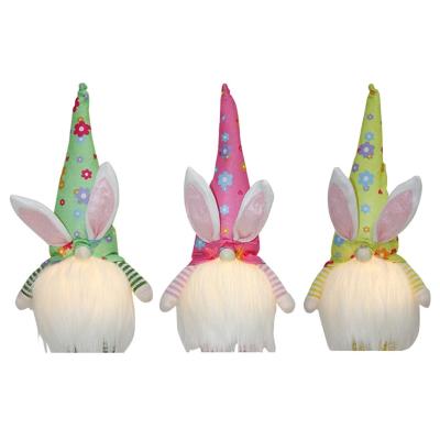 China Durable Light Up Easter Day Toy Fabric Stuffed Cute Plush Bunny Easter Gnome Ornaments For Home Decoration for sale