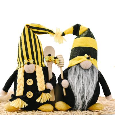 China Festival Stuff Handmade Plush Bumble Swedish Elf Doll Bee Gnome Scandinavian Tomte Nisse Gnome Figurines Farmhouse Kitchen Home Decorations for sale