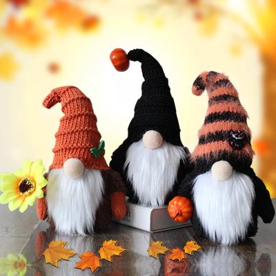 China Newest High Quality Dwarf Halloween Pumpkin Spider Butterfly Cloth Stuffed Gnome Toy Creative Halloween Decoration for sale