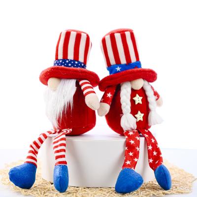 China 100% Lovely Hot Eco-friendly Creative Gnome Plush Gnome Dolls Independence Day With Star Button Ornament Wholesale for sale