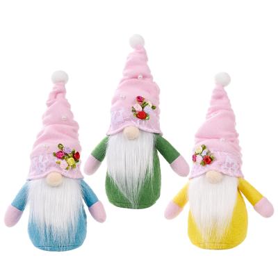 China 100% Custom Mothers Day 2021 Spring Flowers Eco-Friendly Gnome Plush Doll Ornmanet Gifts For Mom Home Table Decor for sale