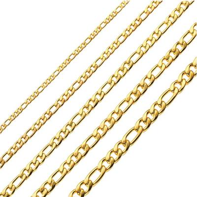 China CLASSIC Figaro Chain Necklace 4mm 8.5mm Stainless Steel Figaro Chain Link Chain For Women Men Real 18k Gold Plated for sale