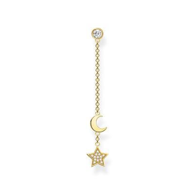 China New Design TRENDY Stainless Steel Zircon Inlay Moon And Star Shape Earring for sale