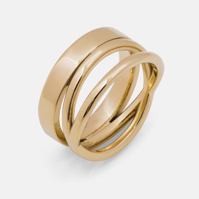 China FASHIONABLE Unique Style Stainless Steel 14K Gold Plated Statement Hollow Ring For Women for sale