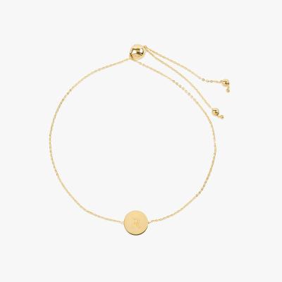 China Stainless Steel Disc Charm TRENDY Material Adjustable Size Initial Bracelet For Women for sale