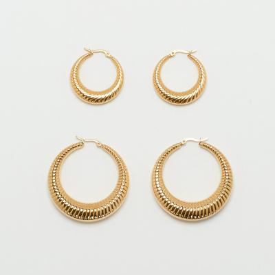 China Trendy Trendy Jewelry Stainless Steel Twist Circle Earring For Women Chunky Hoops for sale