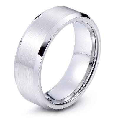 China Stainless Steel Ring Matte Finish and Polished Bevel Edge Men's Engagement Ring for sale