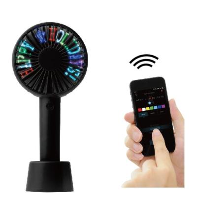 China With LED Lights New Bluetooth Message Fan Rechargeable Battery Portable Handheld Programmable Handheld Fan With Led Message Fans for sale