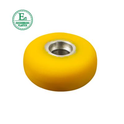 China Yellow Plastic PU Pulley Wheels Light Industry Food And Beverage Roller Bearing Rubber Plastic Coated Wheel Low Friction for sale