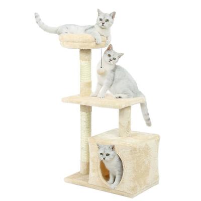 China Hot Sale Stocked Cat Tree Cat Tower With From Canada Warehouse Striping Tree Cat Condo Tree for sale