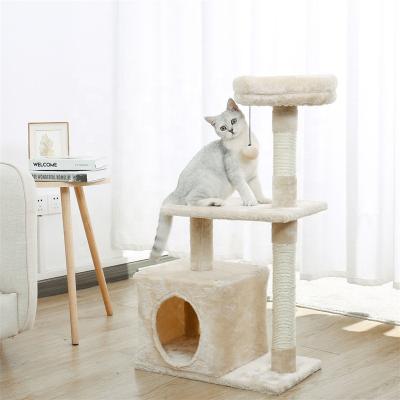 China Small Tree Stocked Cat Condo Tower Beige from Cat Tree Tower Cat Scratching for sale