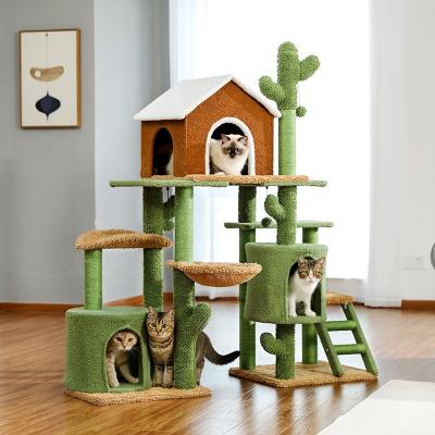 China Stocked 3 IN 1 Multifunctional Cactus Cat Tree Cat Climb Tower Cat Scratching Tree Condo for sale