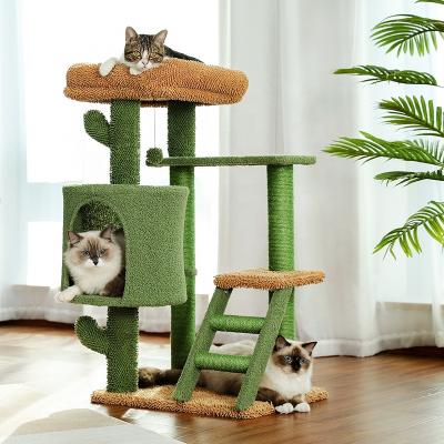 China Free Shipping Multilevel Cactus Stocked Cat Tree Cat Climb Tower Cat Tree US Warehouse Condo for sale