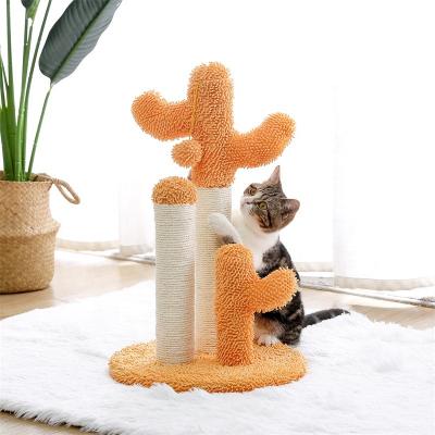 China Canada Warehouse Stored Orange Catcus Cat Tree Cat Scratching Post with Parrel Ball for sale