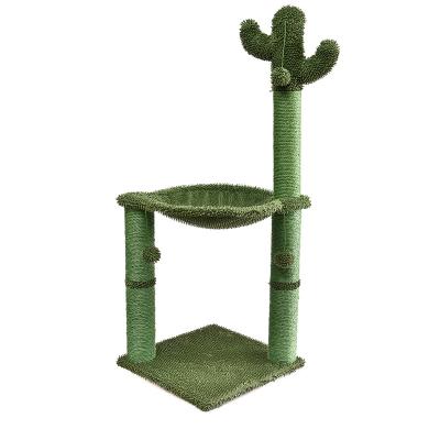 China High Quality Sustainable Cat Tree Cactus With Hammock And Full Wrapped Sisal Striping Post For Cats Toys Interactive Pet Toys 7-45 Days for sale