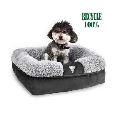 China 2021 Newest Eco-friendly Modern Plush Breathable Recycled Fabric And Filling Dog Bed for sale