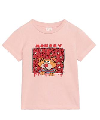 China 2021 QUICK DRY new arrival cartoon printing color customized loose seamless unisex kids short T-shirt for sunmer for sale