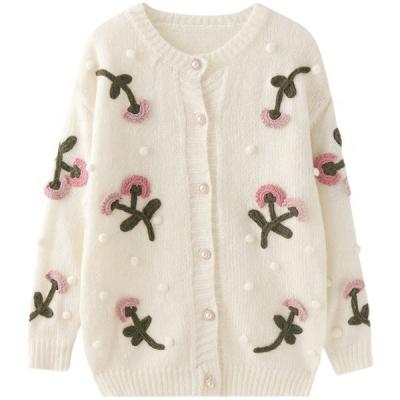 China Original designer new fashion hand embroidery women's anti-pilling 2021 cardigan sweater for sale