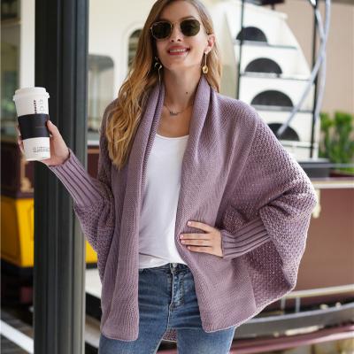 China Amazon Hot Sale Custom Made Women Anti-Wrinkle Knit Coats Autumn Bat Sleeves Loose Cardigan for sale