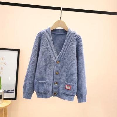 China Anti-Wrinkle Manufacturer Cotton V-Neck Gentleman's Cardigan Custom Small Kids Knitted Sweater for sale