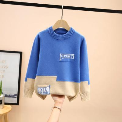 China 2021 New Arrival Anti-wrinkle Cotton O-neck Knitted Casual Letter Thicken Kids Sweater for sale